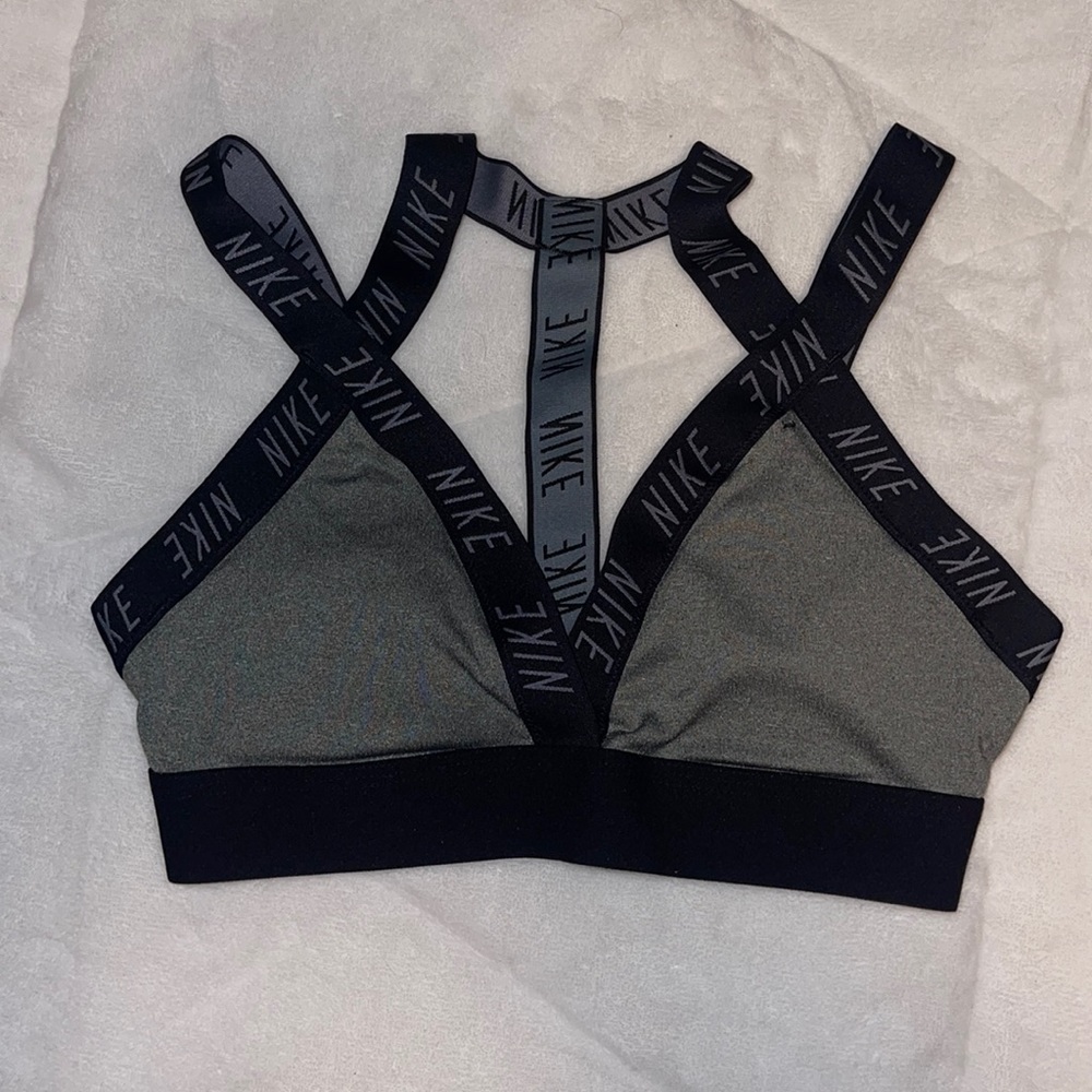 Nike sports bra, black and grey, size small